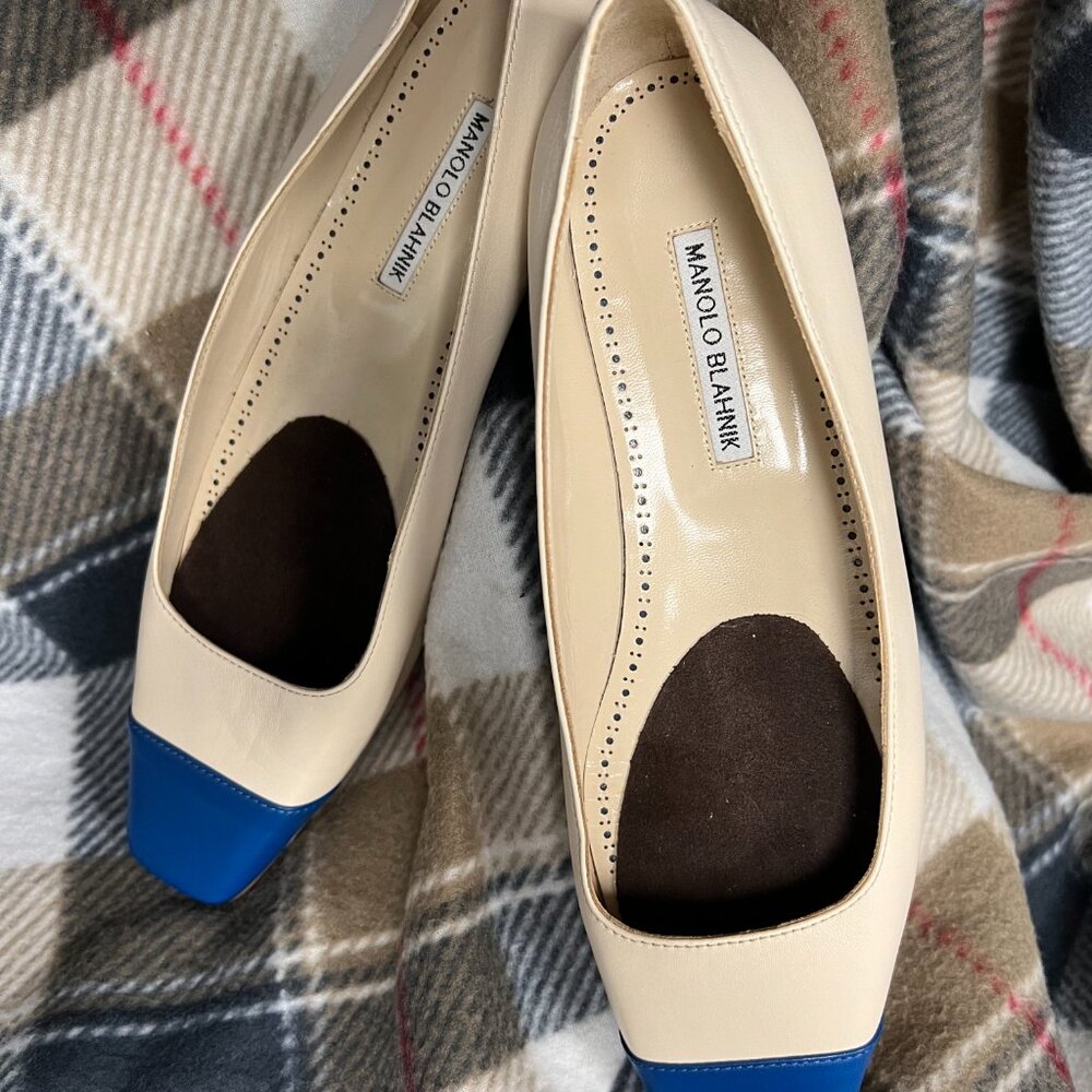 Manolo Blahnik Ballerina Flat with navy toe cap NWOT #Chanel #Fendi #Dior - Picture 4 of 5